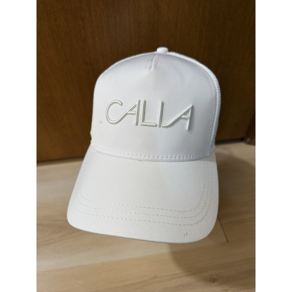 Calia OSFM Trucker Hat Women's Pure White Embroidered Snapback Carrie Flaws